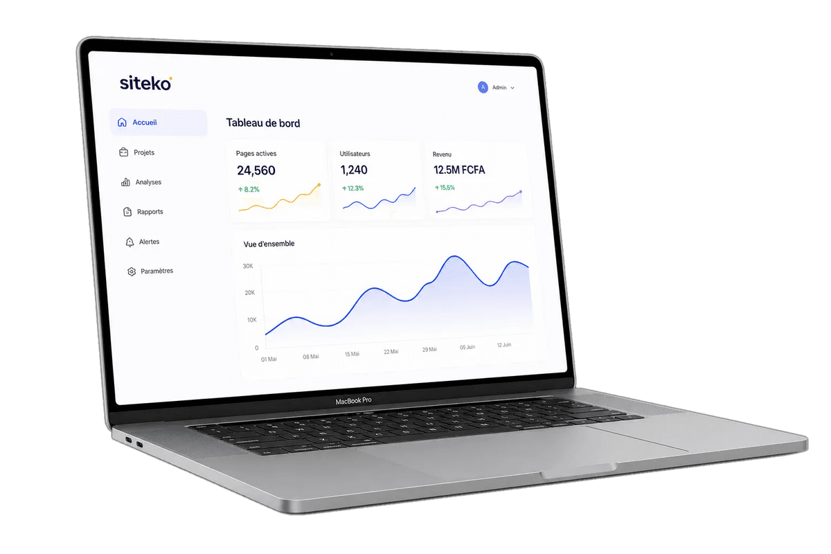 Dashboard Siteko — pilotage de projet